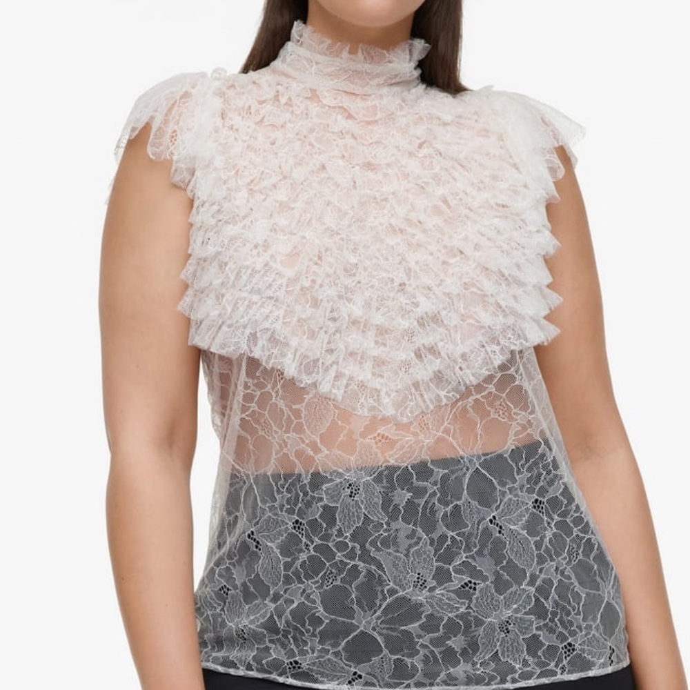 ZARA New RUFFLED LACE‎ TOP LIMITED EDITION